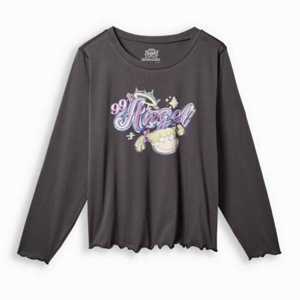 Torrid Plus Size 1X 14-16 Nickelodeon Rugrats Angelica Lettuce Hem Crop Top